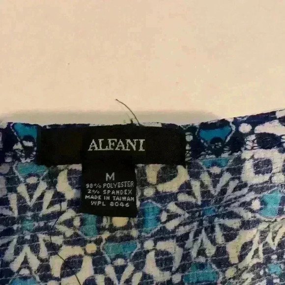 Alfani wrap tie sleeveless top blue pattern med - Picture 9 of 11